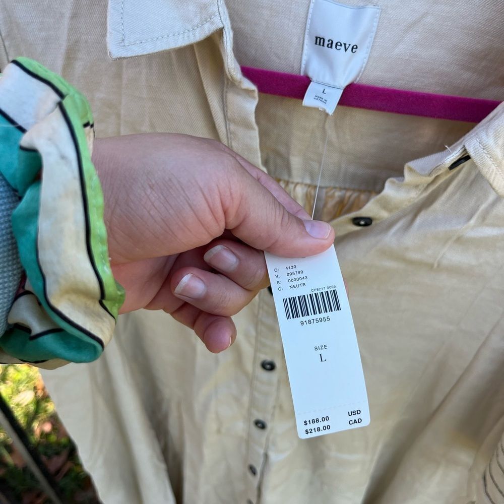 Anthropologie Maeve Collared Linen Button-Front Tassel Mini Dress NWT - Picture 6 of 9